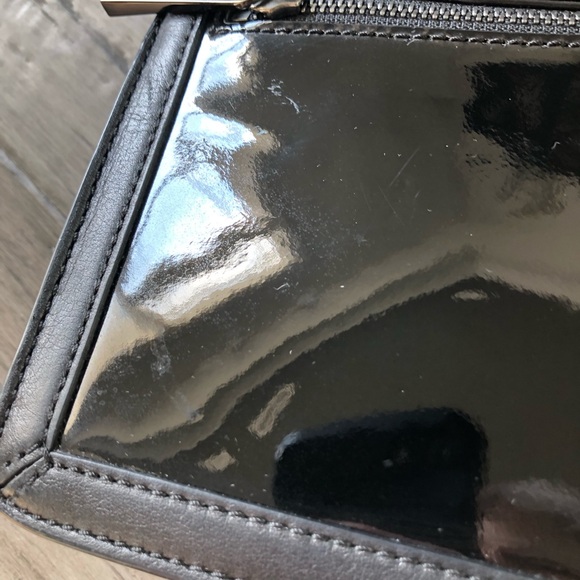 Michael Kors Callie All Black Patent Leather Lambskin Satchel Handbag Crossbody - Picture 9 of 14